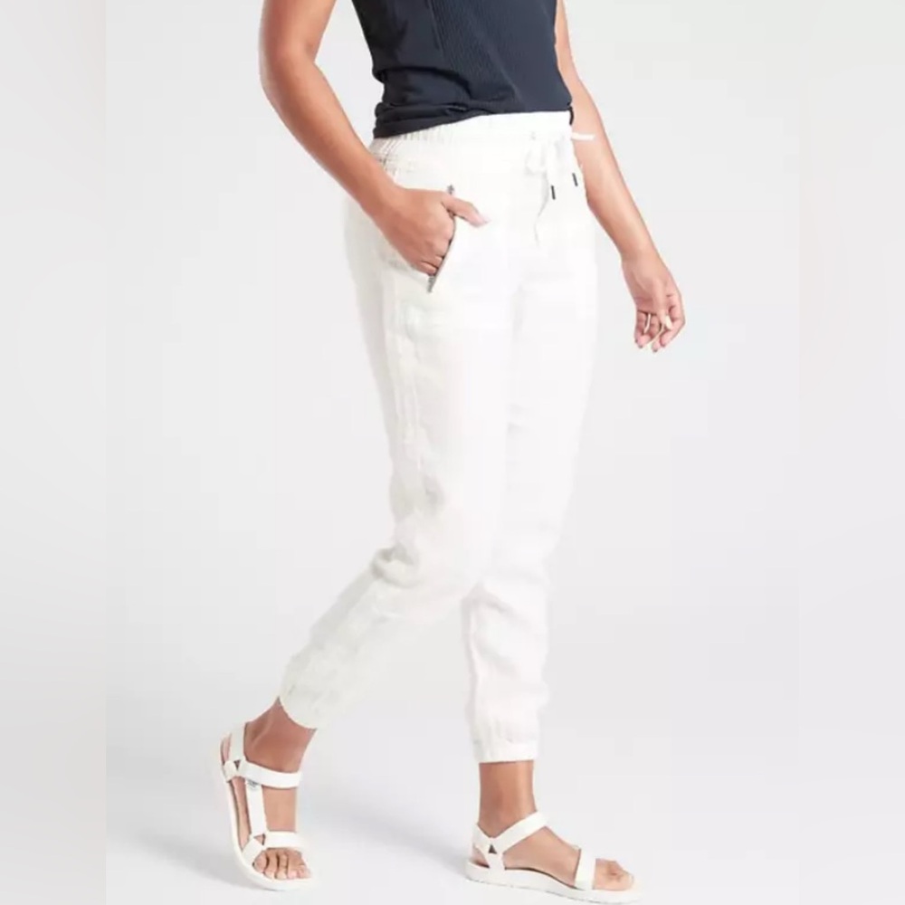 ATHLETA Retreat 100% LINEN Jogger 531704 Calla Lily Resort Beach Size 0/P